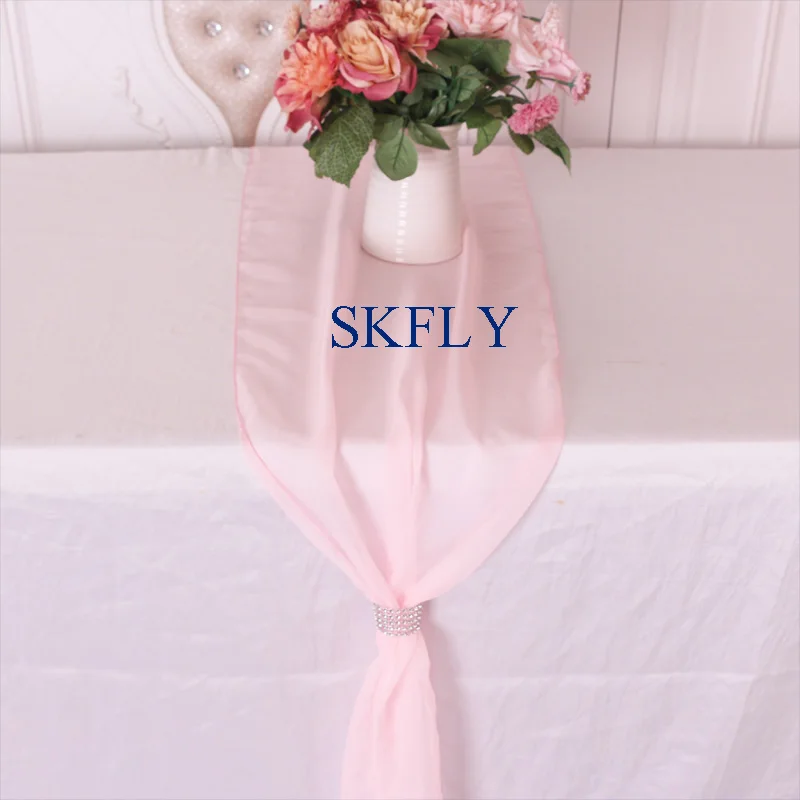 chemin de table mariage voile rose pâle