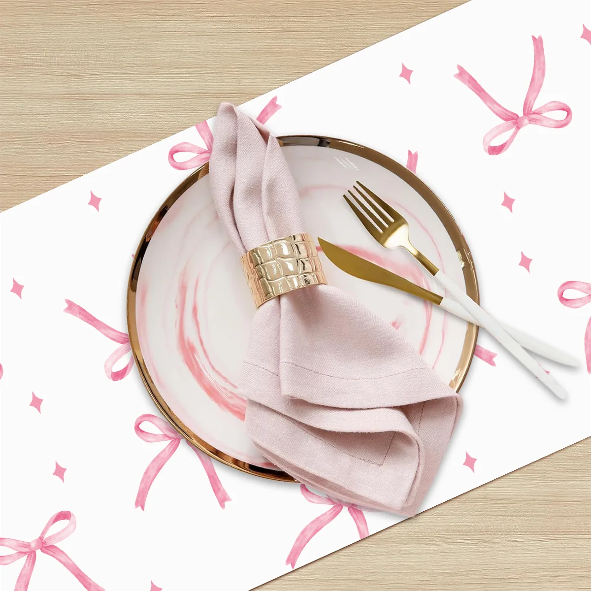 chemin de table doux rose