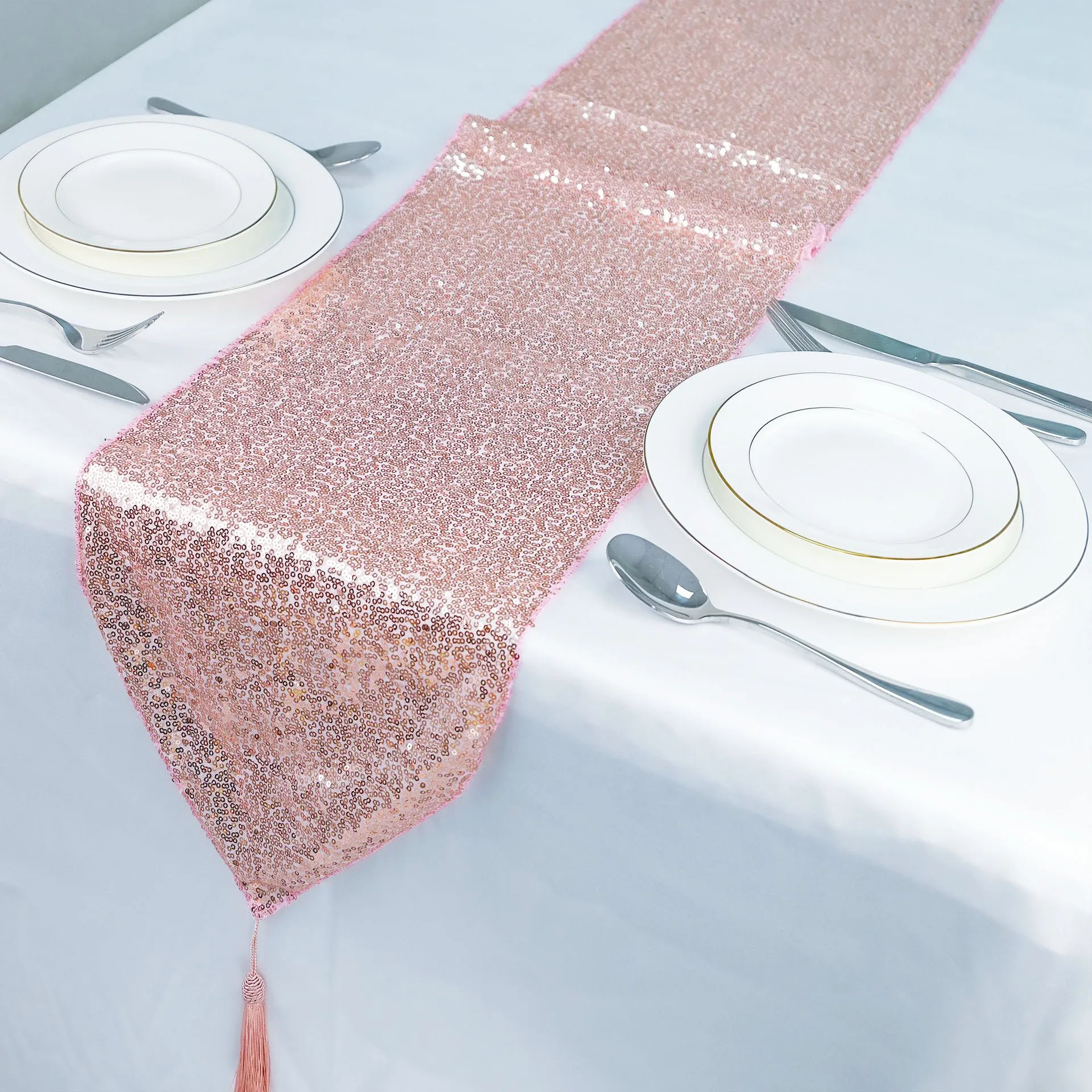 chemin de table Baptême rose