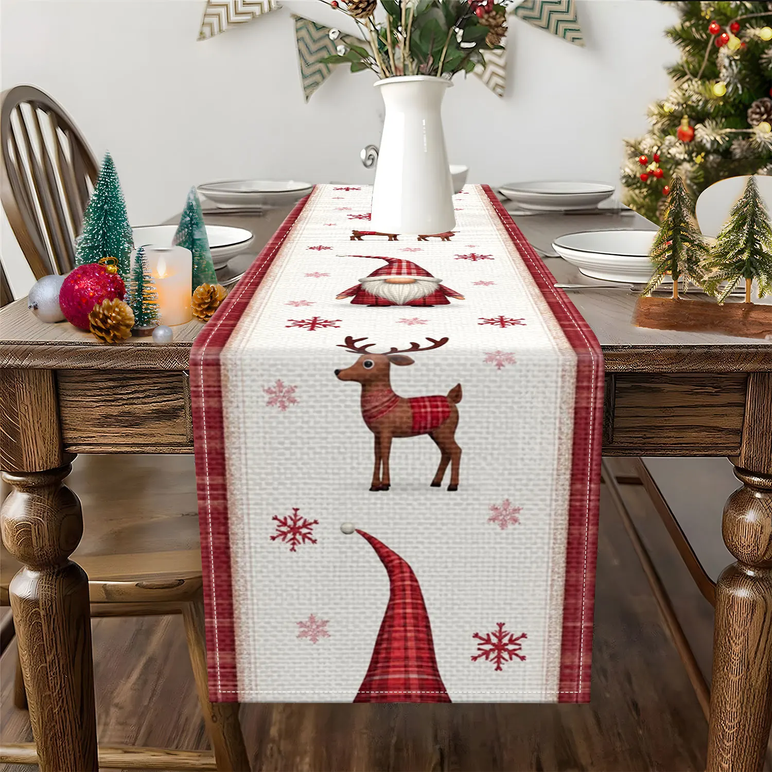 chemin de table noël avec gnome