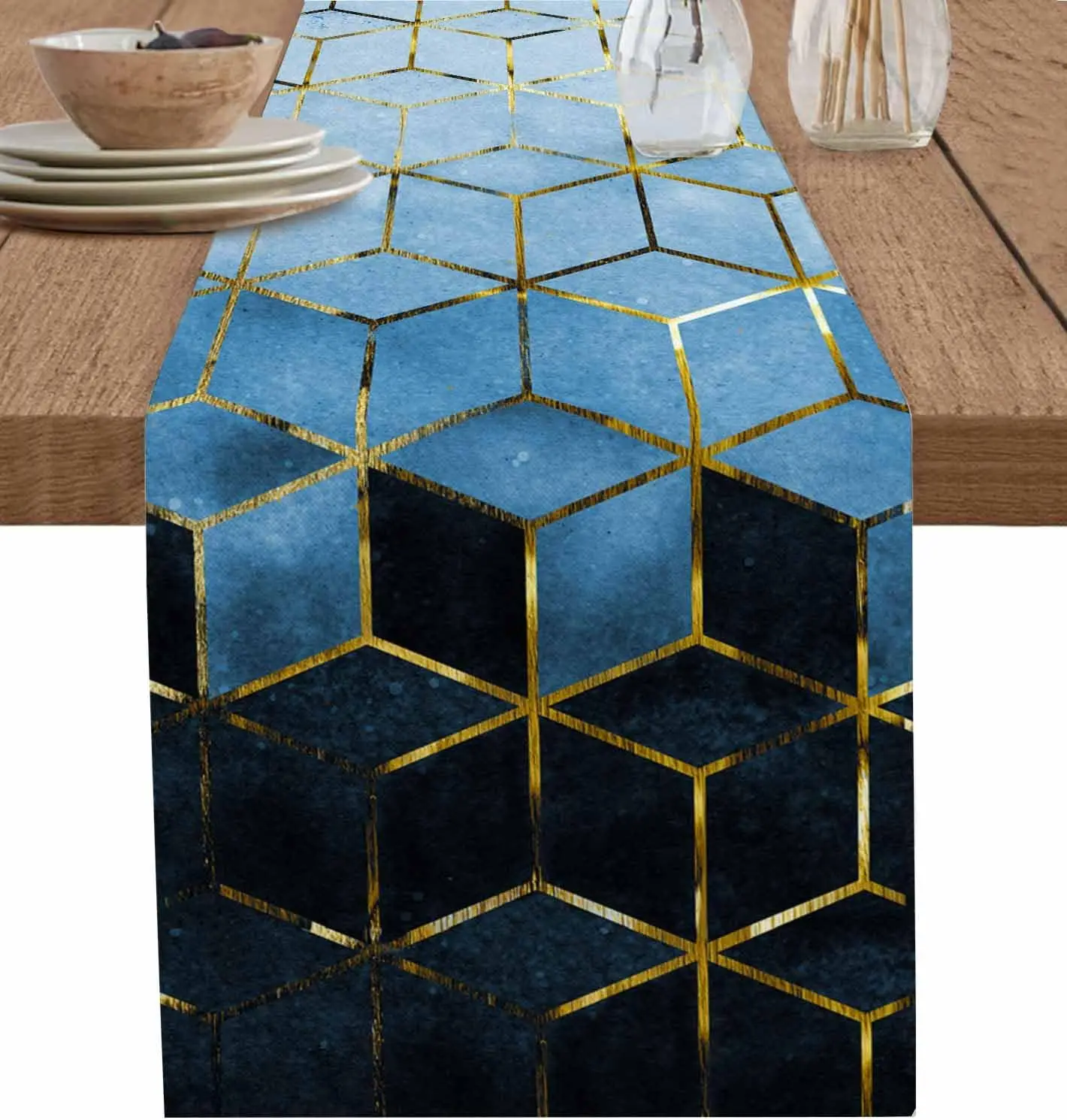 chemin de table mariage bleu