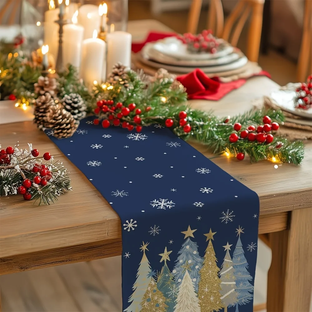 accessoire table Noël bleu sapins