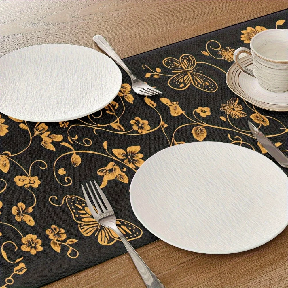motif floral doré chemin de table