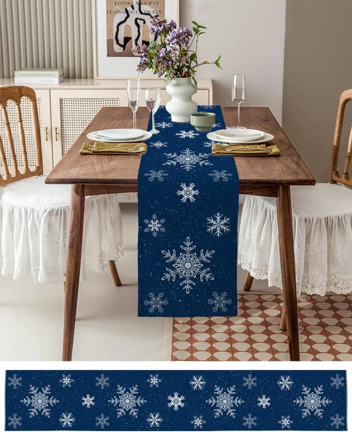 décoration festive table bleu