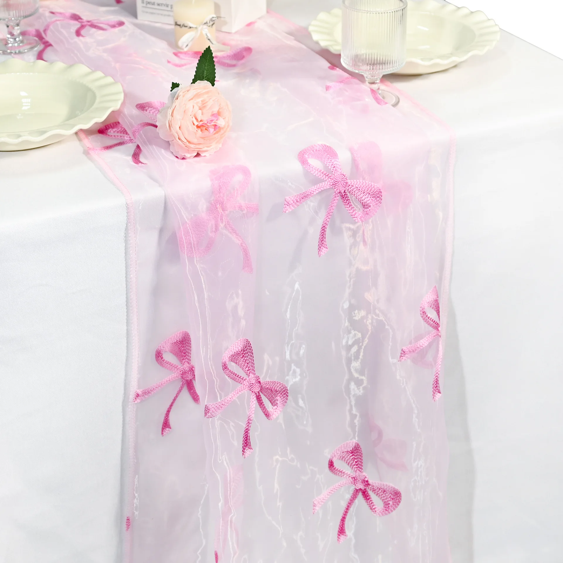 organza rose motif nœuds