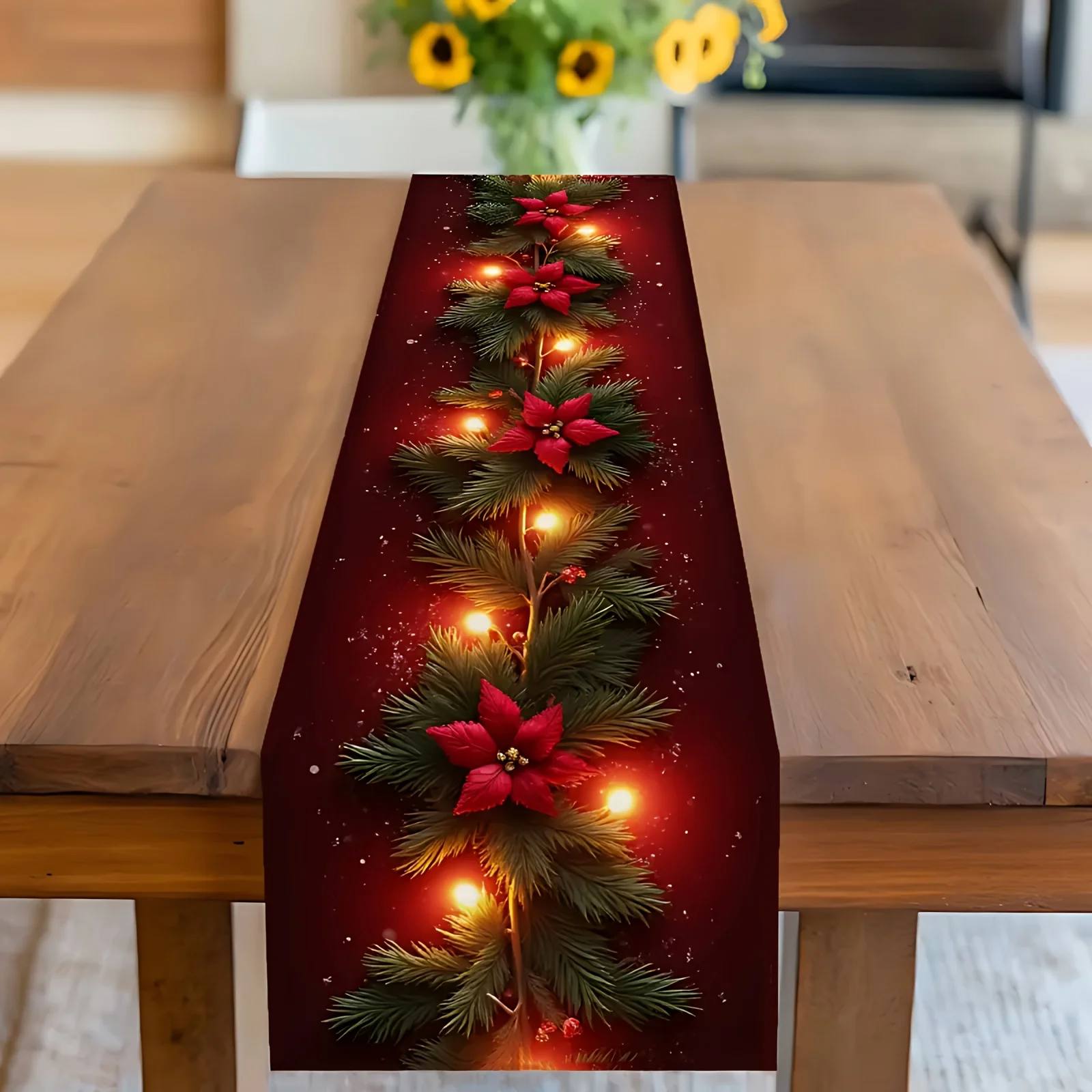 chemin de table Noël rouge