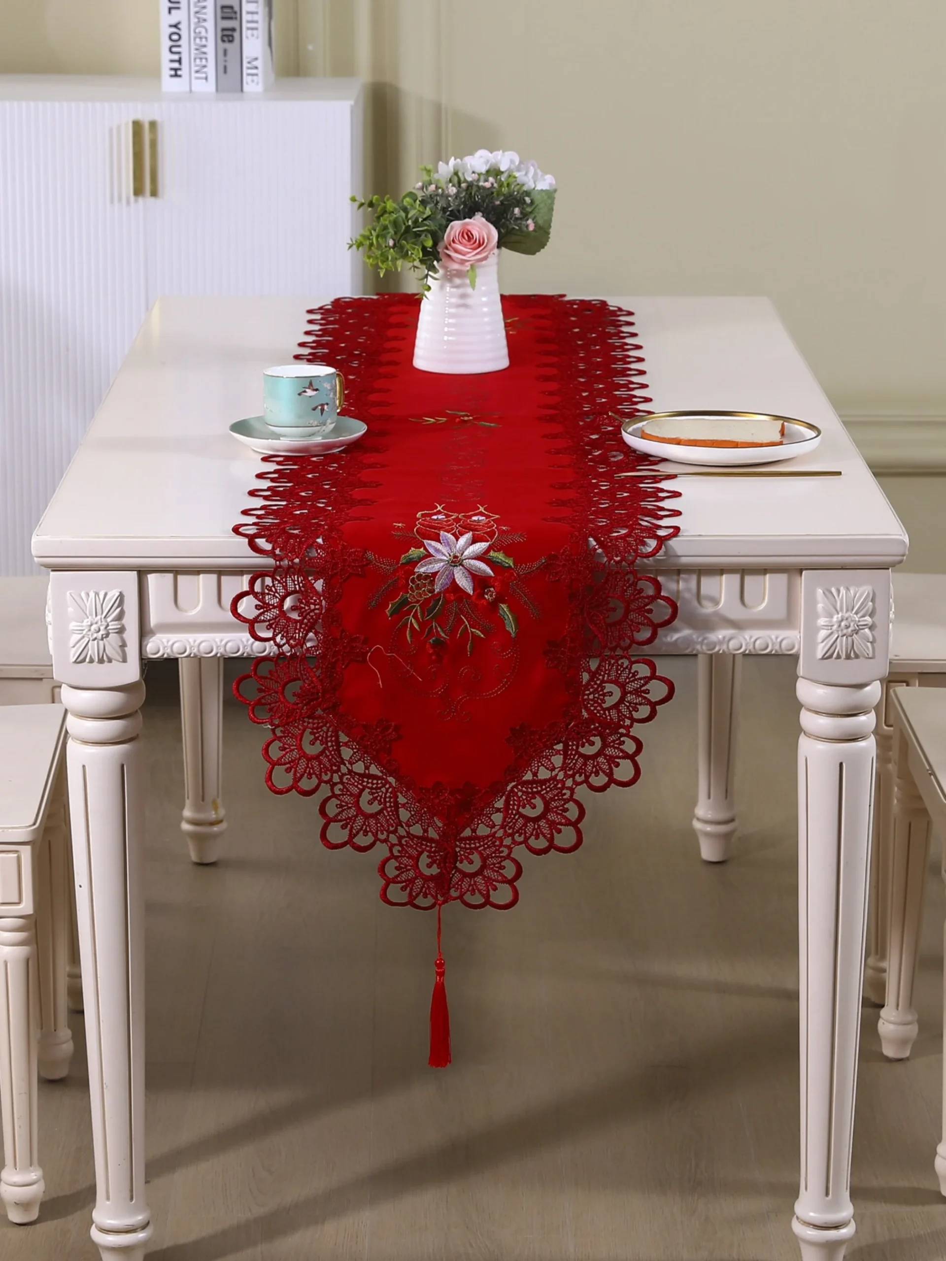 chemin de table rouge mariage