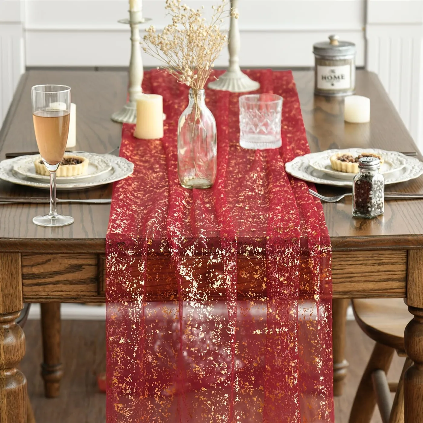 décoration de mariage en organza rouge