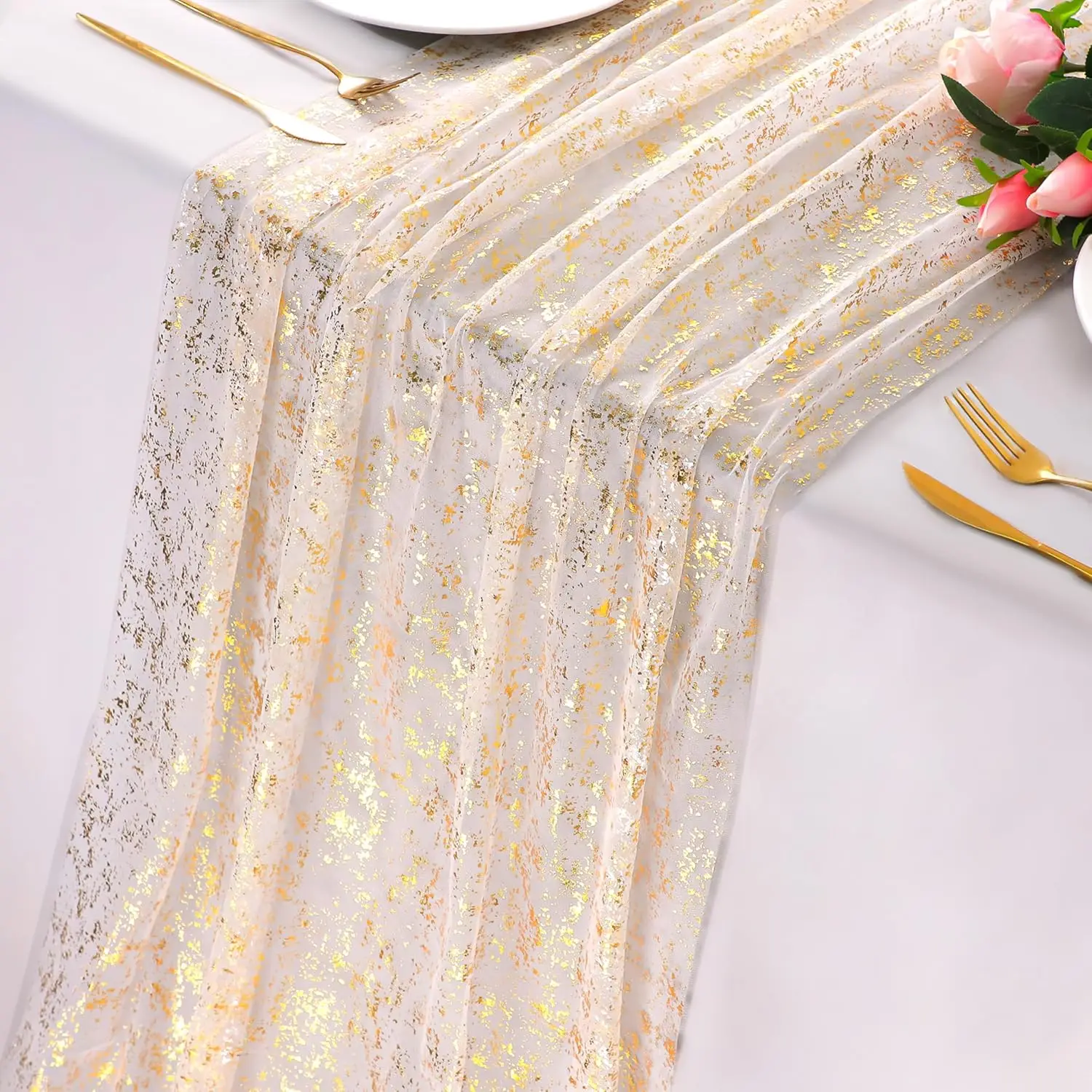 mousseline dorée pour table