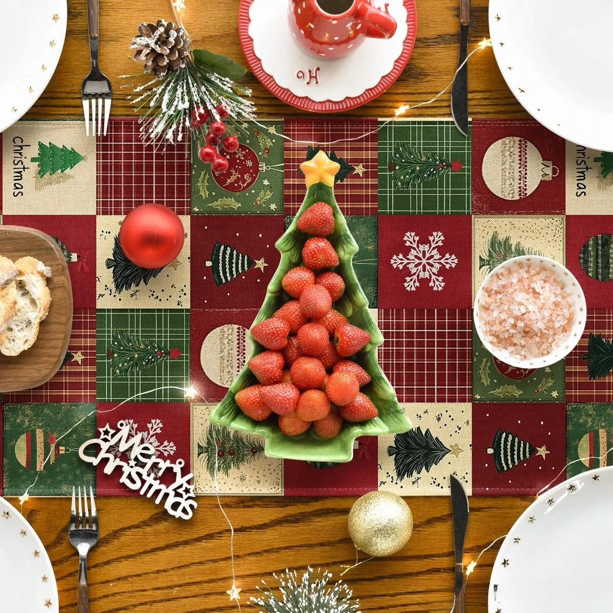 chemin de table noël carreaux
