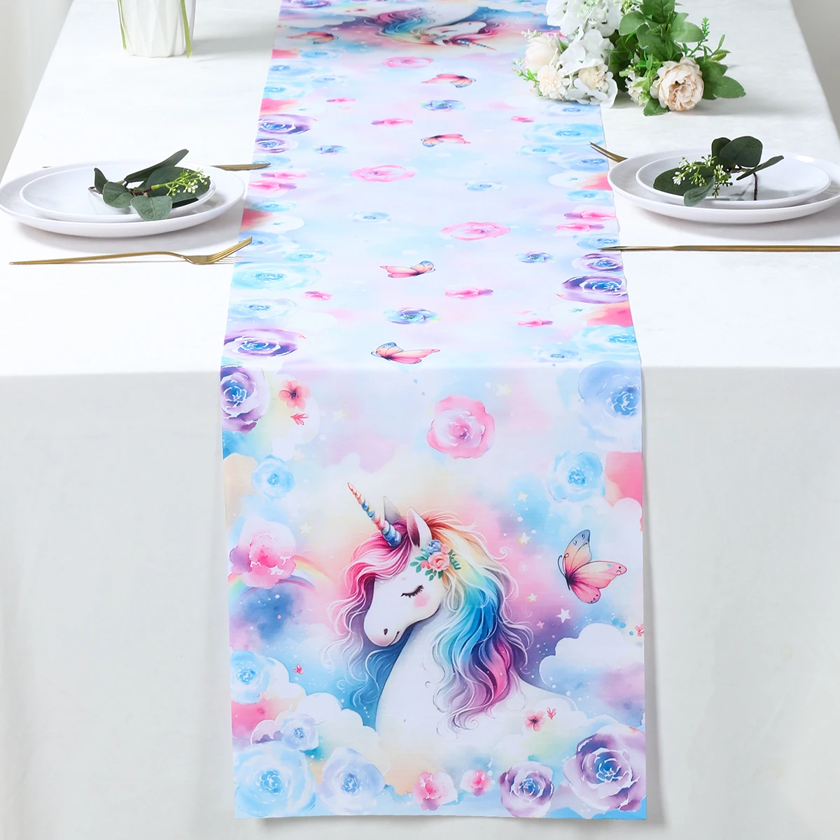 chemin de table anniversaire licorne