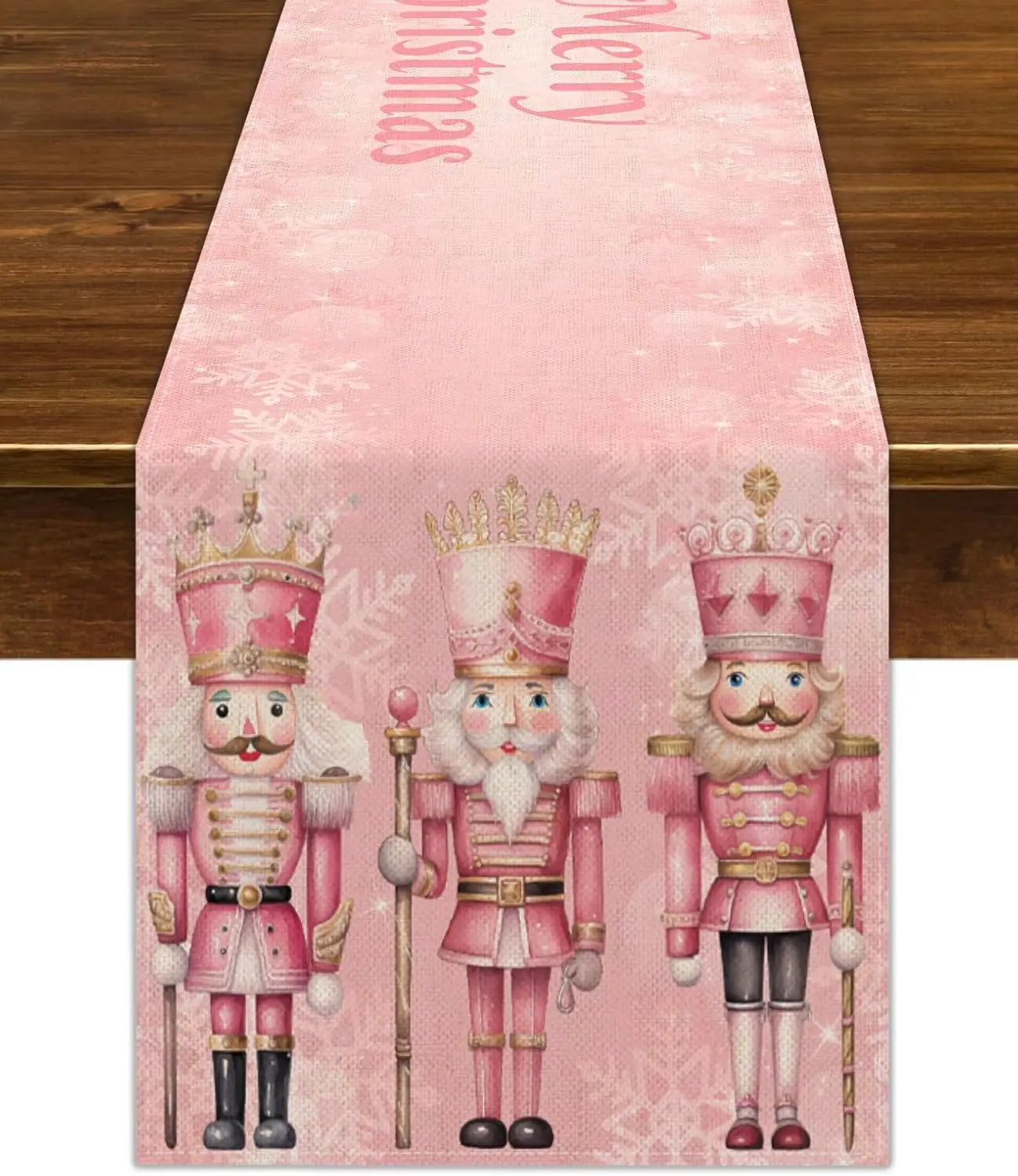 chemin de table Noël rose