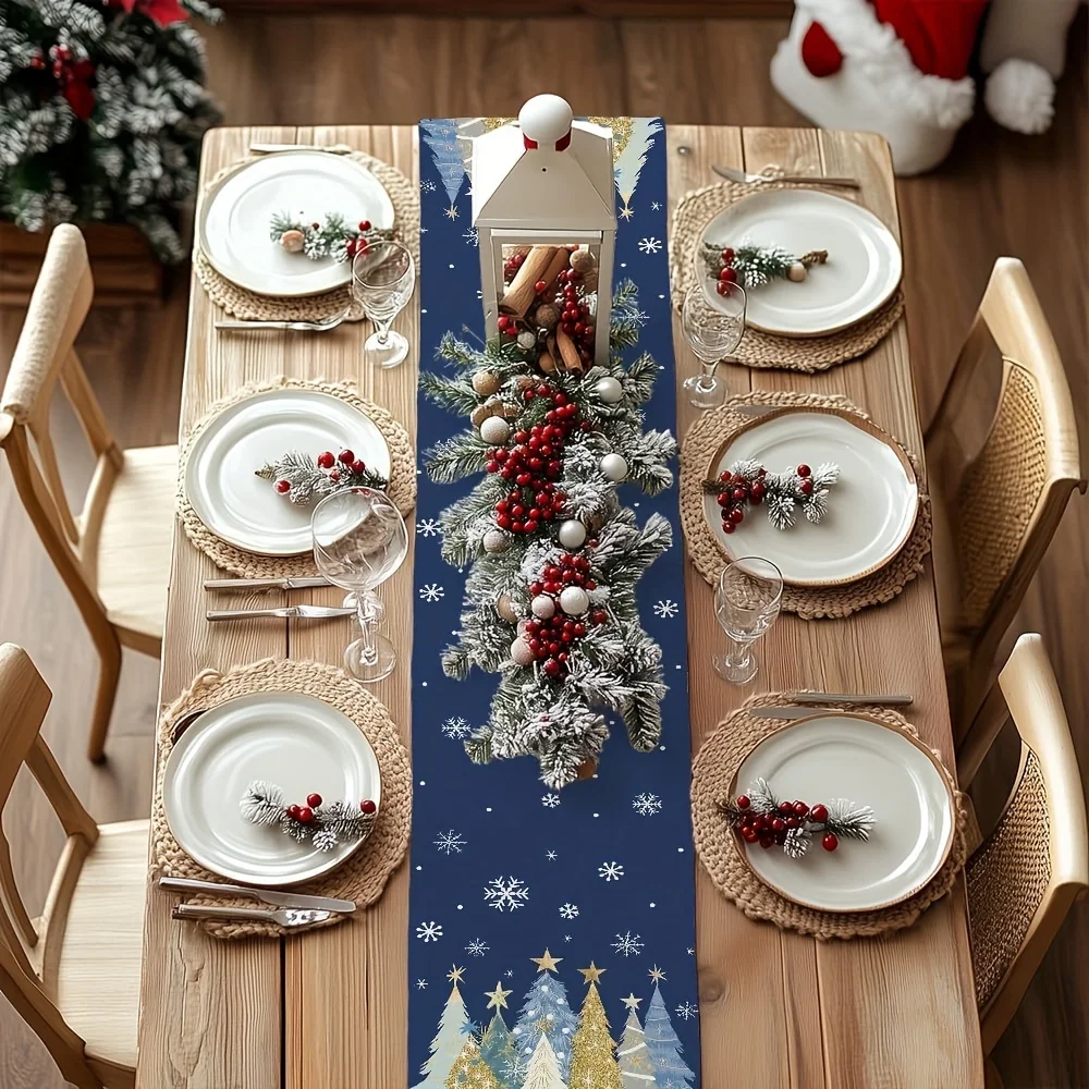 décoration festive chemin de table sapins