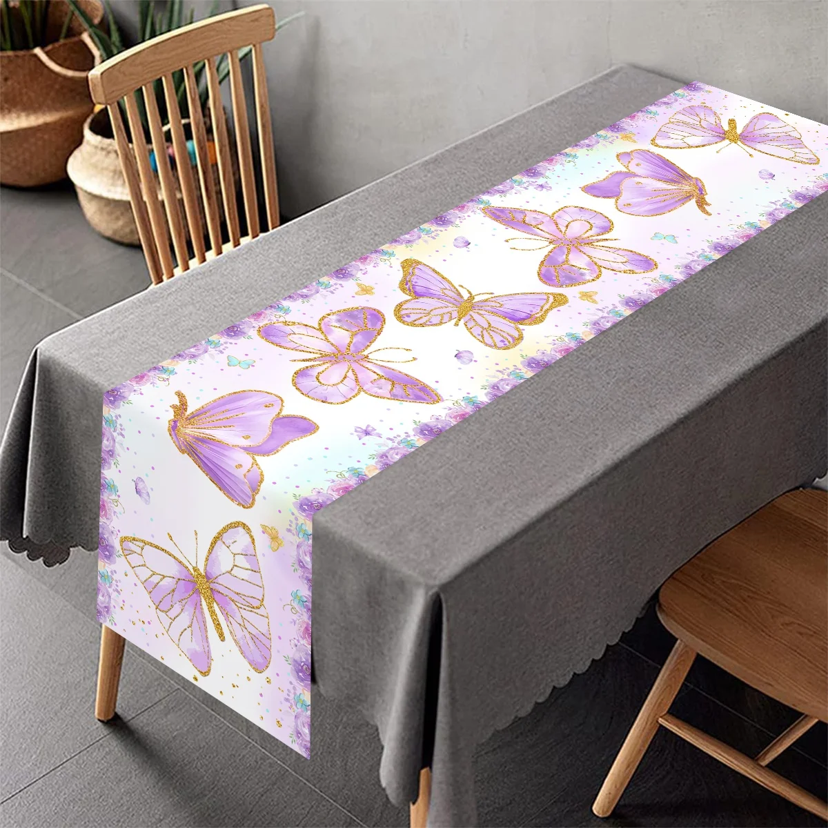 chemin de table papillon violet