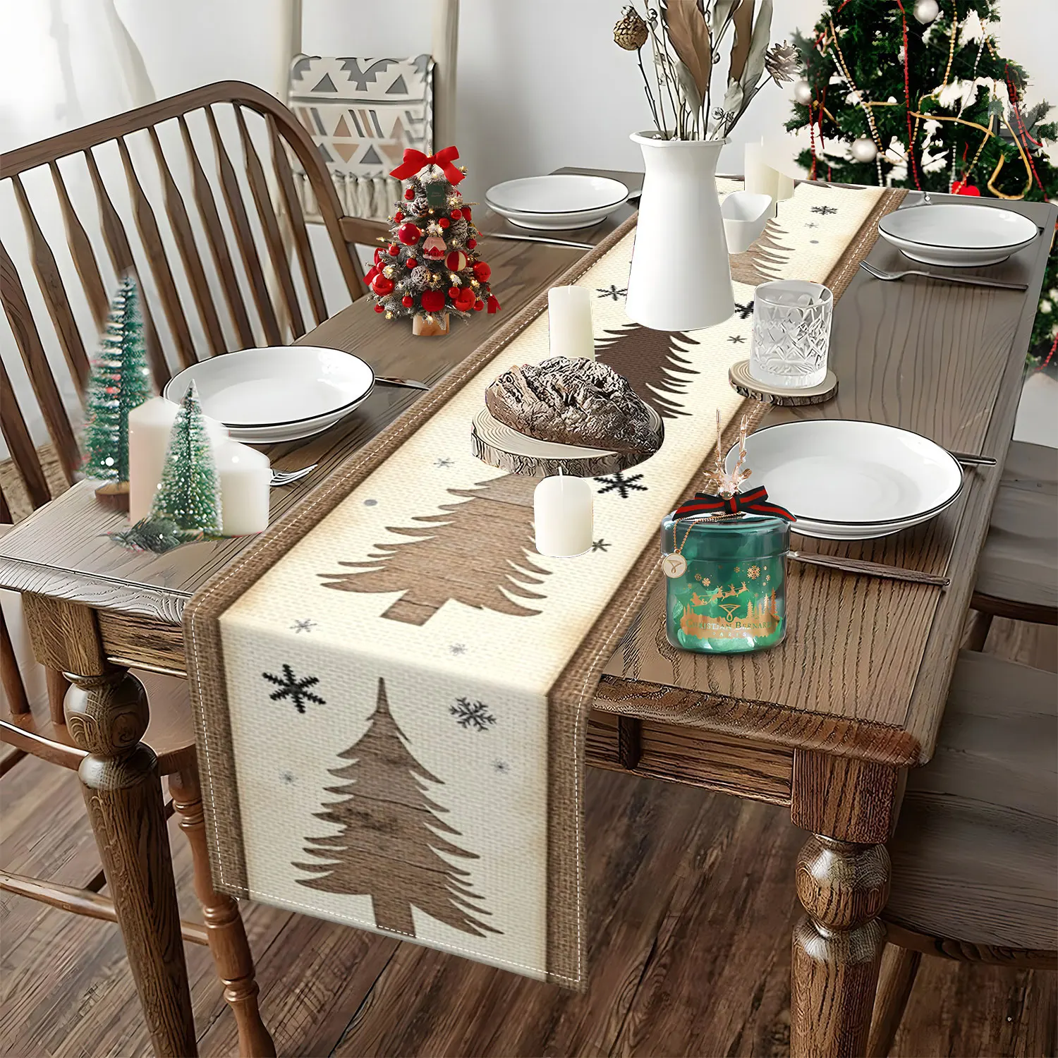 table festive avec chemin en jute