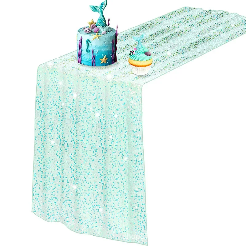 chemin de table vert pailleté