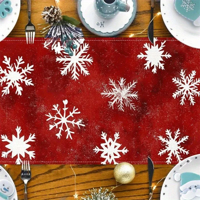 détail motif flocons sur chemin de table