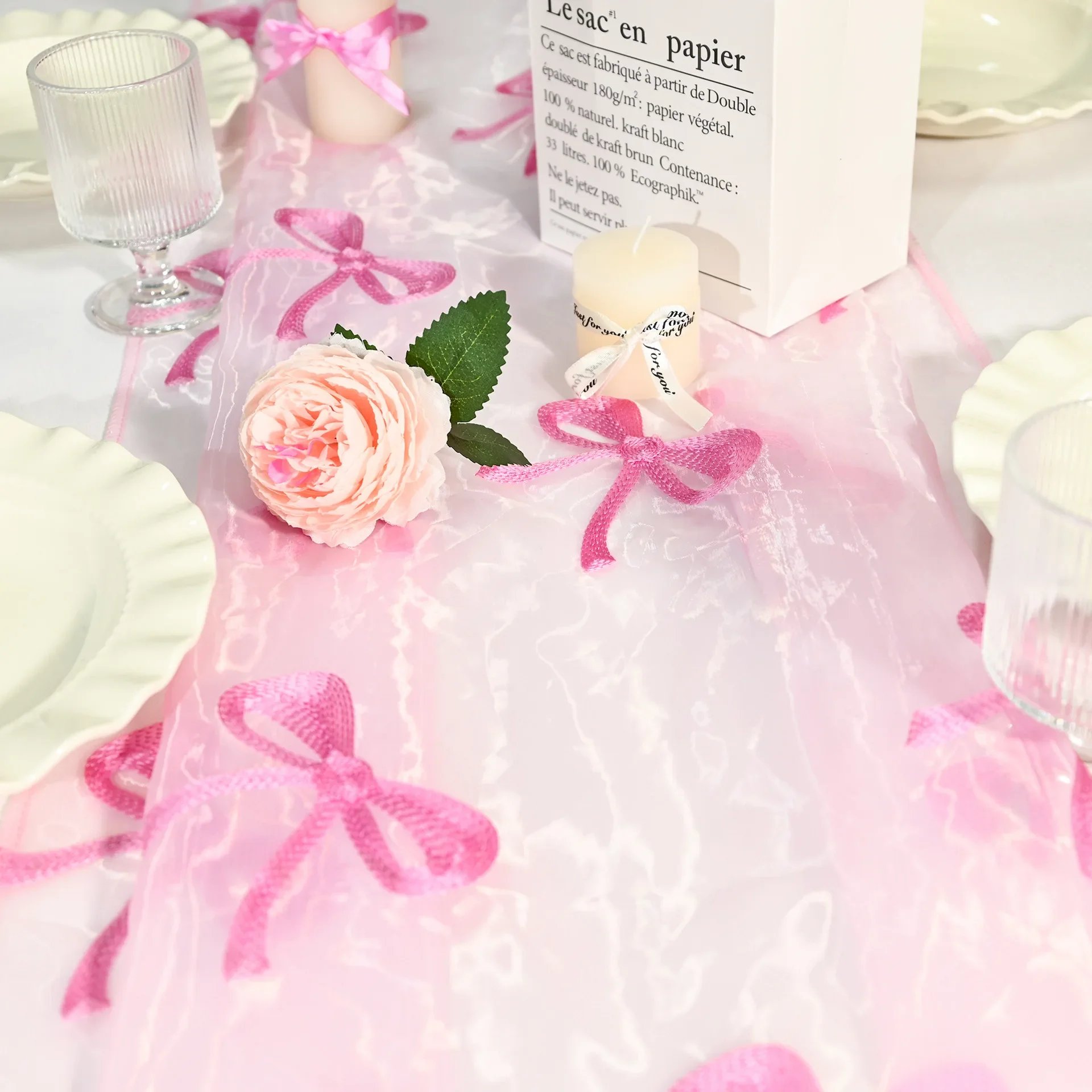 décoration en organza rose