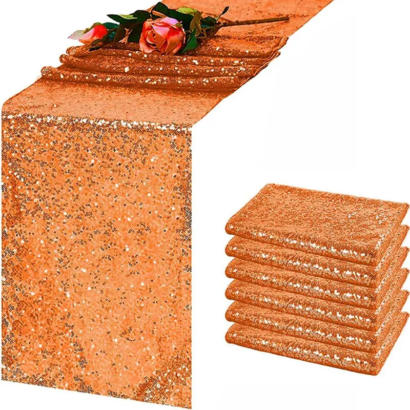 chemin de table mariage paillettes orange