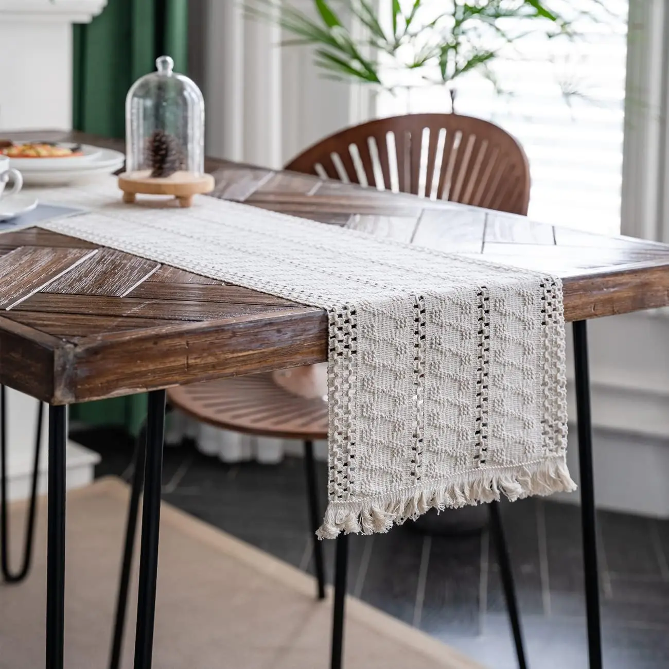 décoration naturelle avec chemin de table